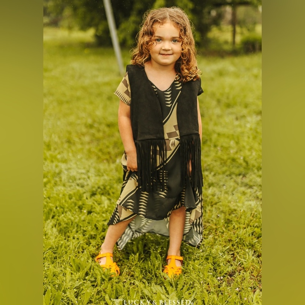 Girls Hi-Low Aztec Dress